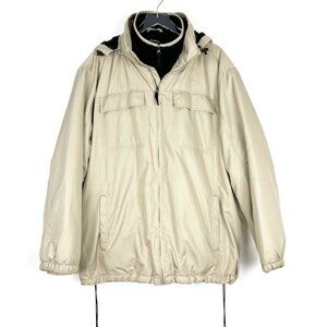 George Fleece Lined Jacket. Removable Hood. Khaki. Size 2XL
